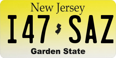 NJ license plate I47SAZ