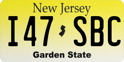 NJ license plate I47SBC