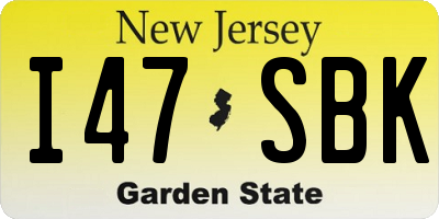 NJ license plate I47SBK