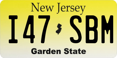 NJ license plate I47SBM