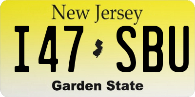 NJ license plate I47SBU