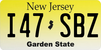 NJ license plate I47SBZ