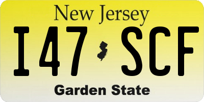 NJ license plate I47SCF