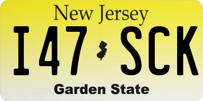 NJ license plate I47SCK