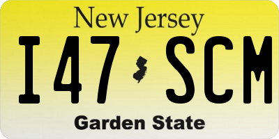 NJ license plate I47SCM