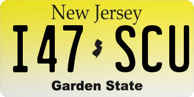 NJ license plate I47SCU