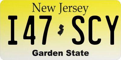 NJ license plate I47SCY