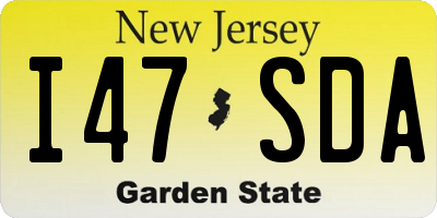NJ license plate I47SDA