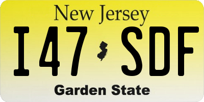 NJ license plate I47SDF