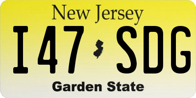 NJ license plate I47SDG