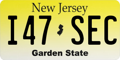 NJ license plate I47SEC