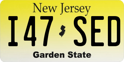 NJ license plate I47SED