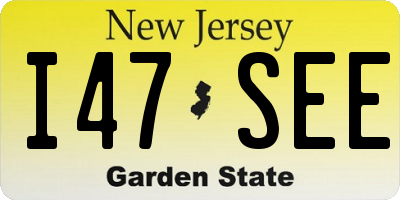 NJ license plate I47SEE