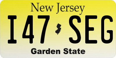 NJ license plate I47SEG