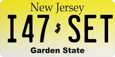 NJ license plate I47SET