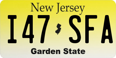 NJ license plate I47SFA