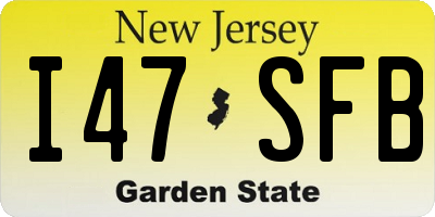 NJ license plate I47SFB