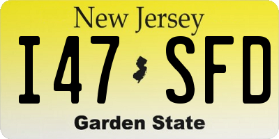 NJ license plate I47SFD