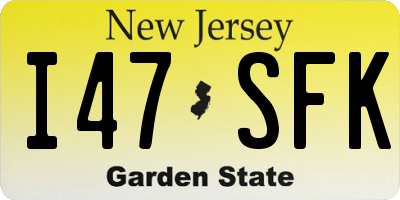NJ license plate I47SFK