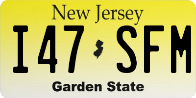 NJ license plate I47SFM