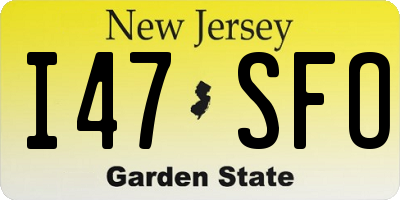 NJ license plate I47SFO