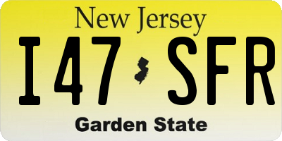 NJ license plate I47SFR