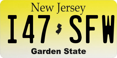 NJ license plate I47SFW