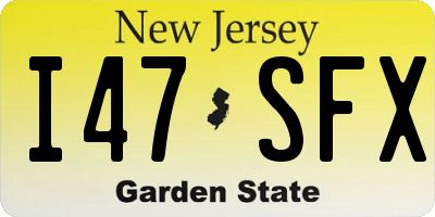 NJ license plate I47SFX