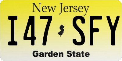 NJ license plate I47SFY