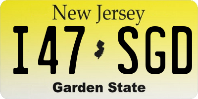 NJ license plate I47SGD