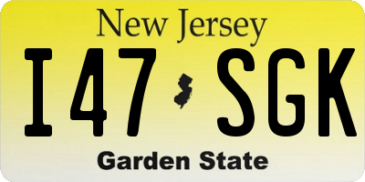 NJ license plate I47SGK