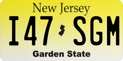 NJ license plate I47SGM