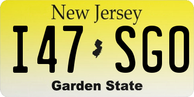 NJ license plate I47SGO