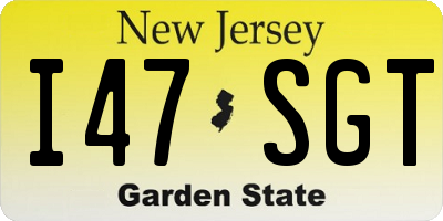 NJ license plate I47SGT