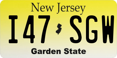 NJ license plate I47SGW