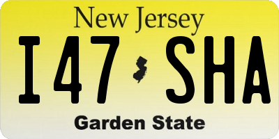 NJ license plate I47SHA