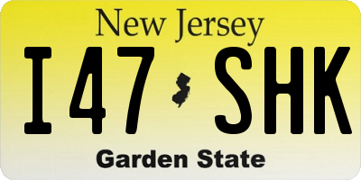 NJ license plate I47SHK