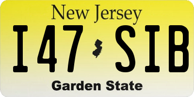 NJ license plate I47SIB