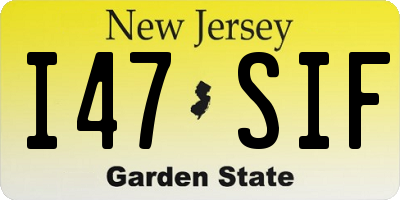 NJ license plate I47SIF