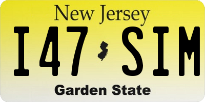 NJ license plate I47SIM