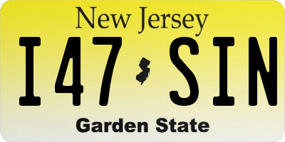 NJ license plate I47SIN