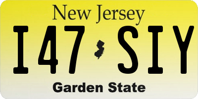 NJ license plate I47SIY