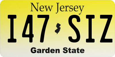 NJ license plate I47SIZ