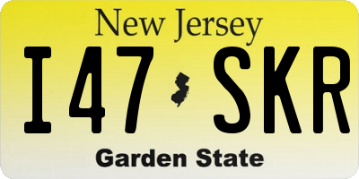 NJ license plate I47SKR