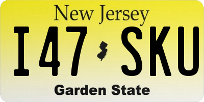 NJ license plate I47SKU