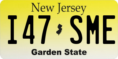 NJ license plate I47SME