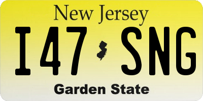NJ license plate I47SNG
