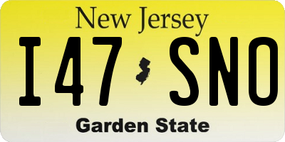 NJ license plate I47SNO