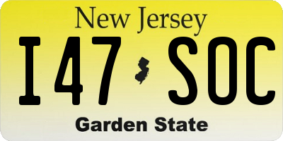NJ license plate I47SOC