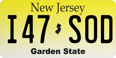 NJ license plate I47SOD